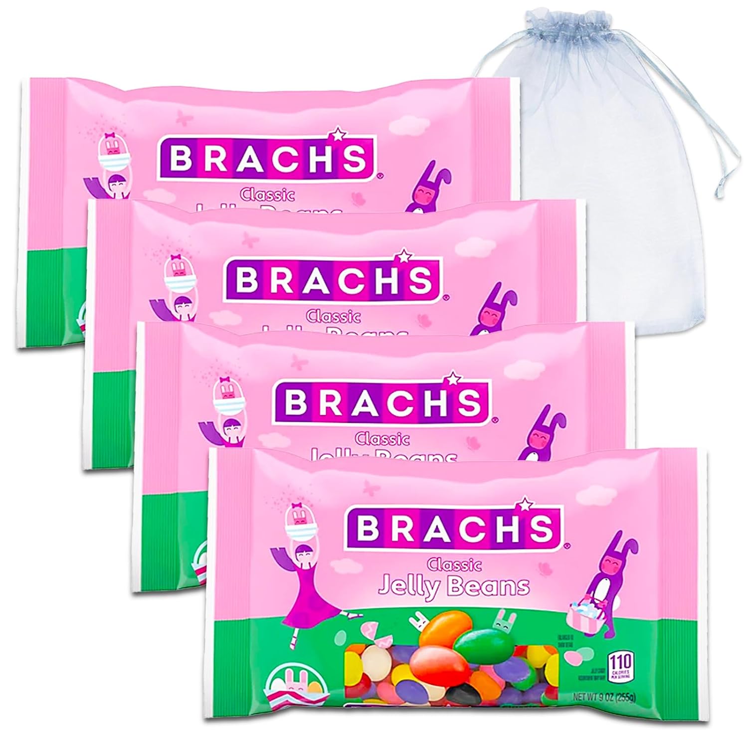 Brachs Classic Jelly Bird Eggs Easter Candy - Bundle with4 Bags Brachs Classic Jelly Beans for Easter Eggs Plus Bonus Gift Bag | 9 Oz Brachs Easter Jelly Beans