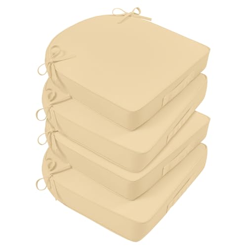 Basic Beyond Outdoor Cushions for Patio Furniture: Waterproof & UV Resistant Outdoor Chair Cushions Set of 4-19 x 19 x 3 Inch Thick Patio Chair Cushions with Adjustable Ties & Handle, Black