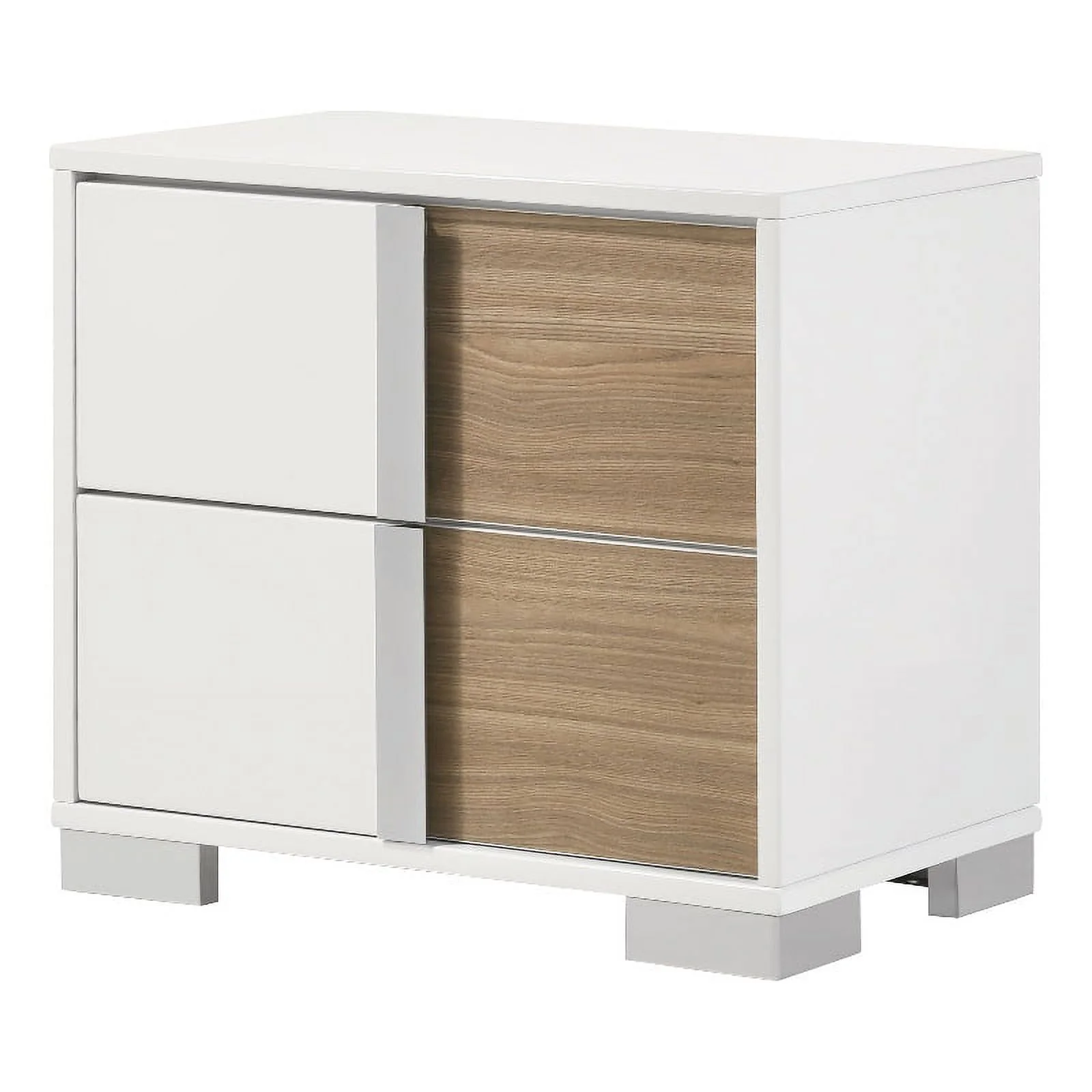 Furniture of America Erla Wood 2-Drawer Nightstand in White and Natural