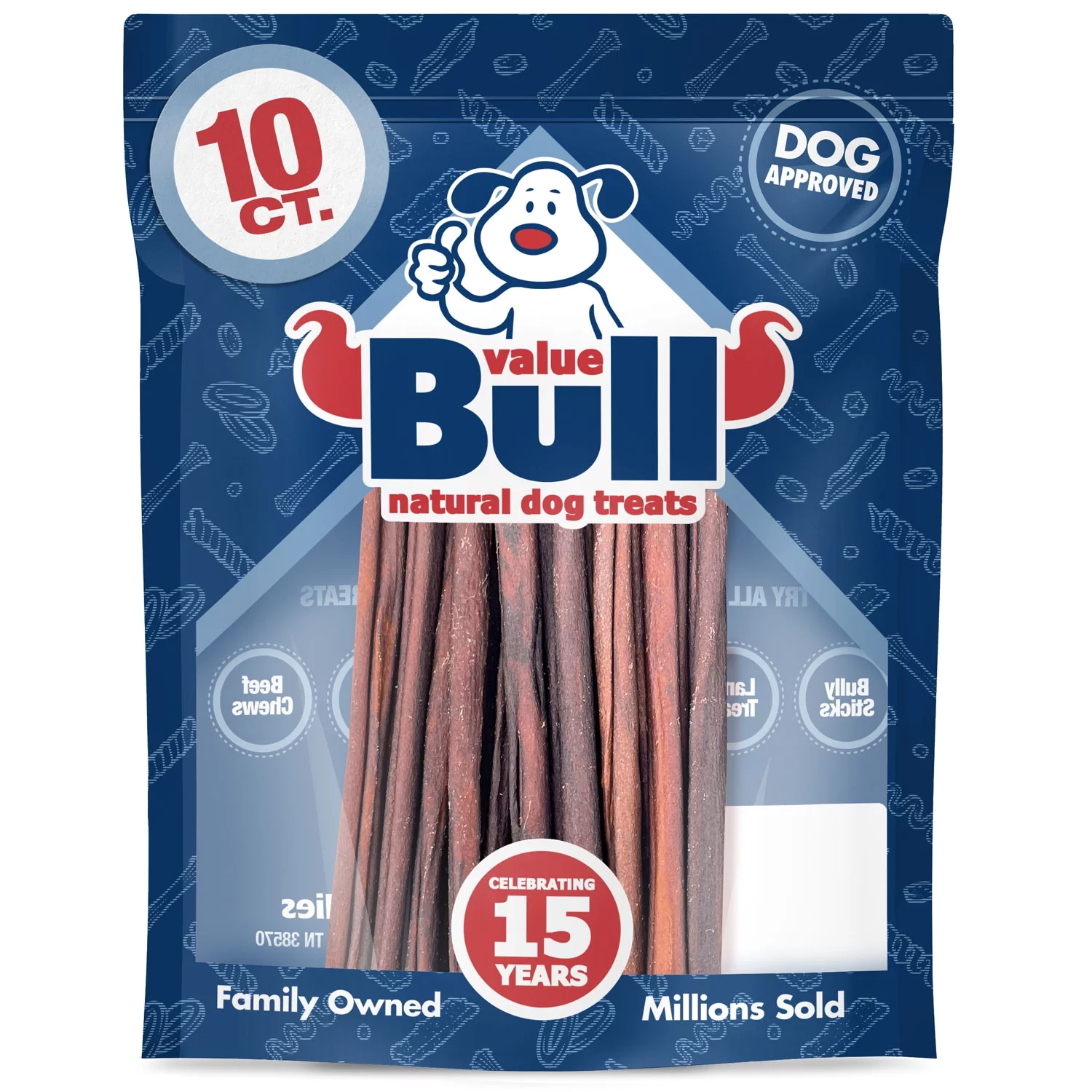 ValueBull Collagen Sticks, Long Lasting Beef Small Dog Chews , Healthy & Safe, Thin 12 Inch, 10 Count