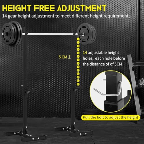 Barbell Racks Adjustable Squat Rack Stand 550 Lbs Max Load, Multi-Function Weight Lifting for Home Gym Bench Press Professional Fitness Equipment Portable Barbell Stand Set of 2, Black