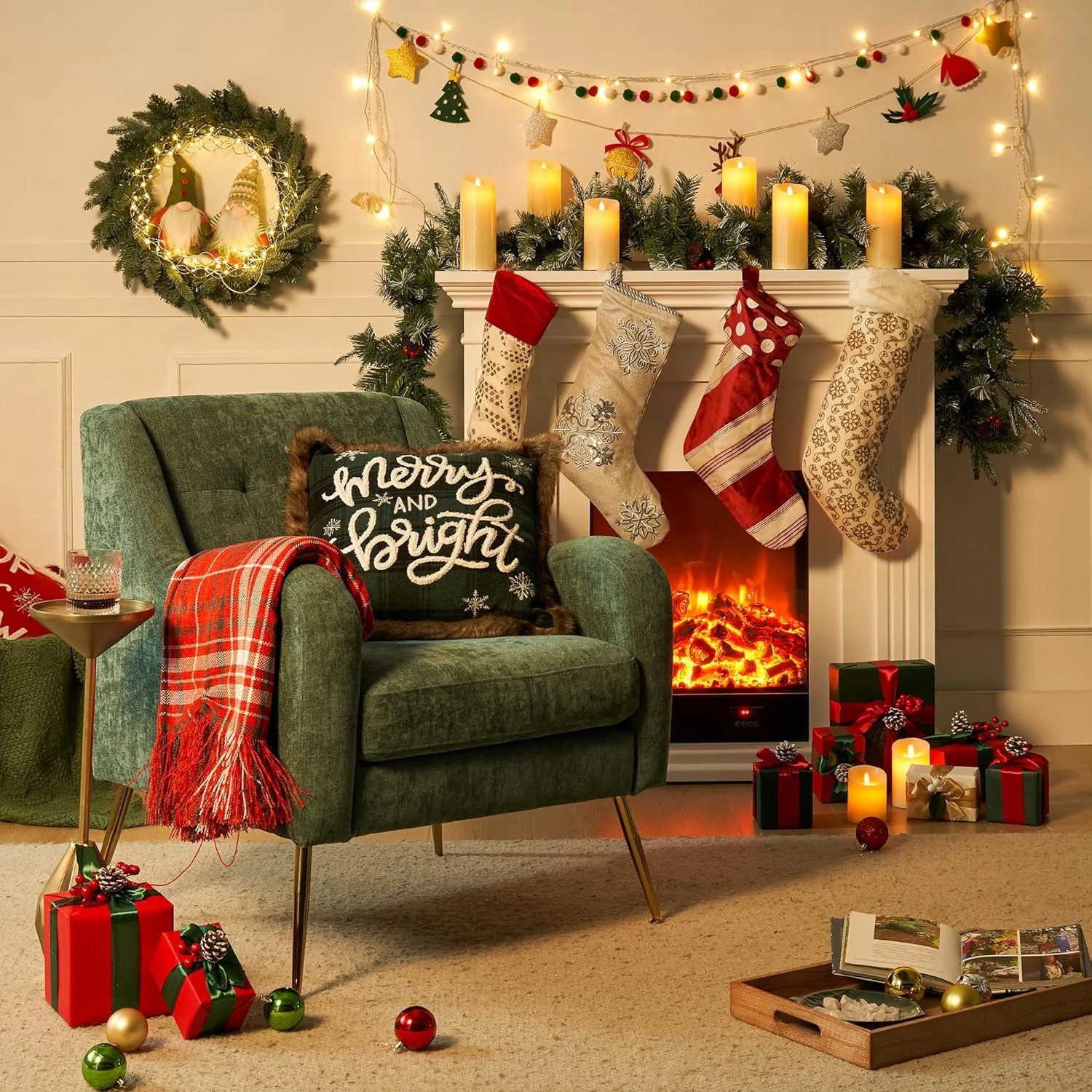 Upholstered Armchairs Set with Removable Cushion Tufted Single Sofa Accent Chairs Golden Leg Home Living Room Bedroom Office Navy