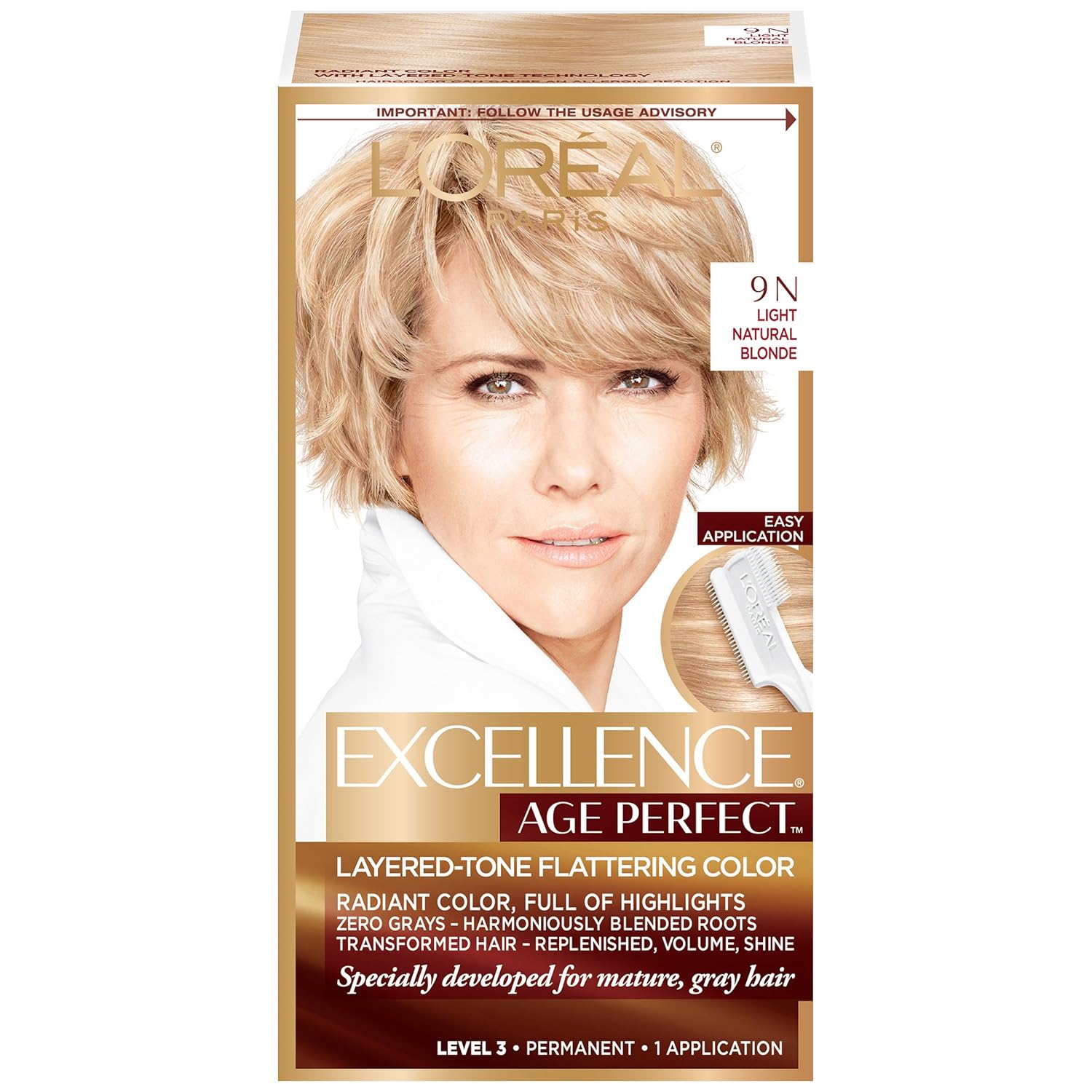 L'Oreal Paris Hair Color Excellence Age Perfect Layered-Tone Flattering Color Dye, Light Natural Blonde