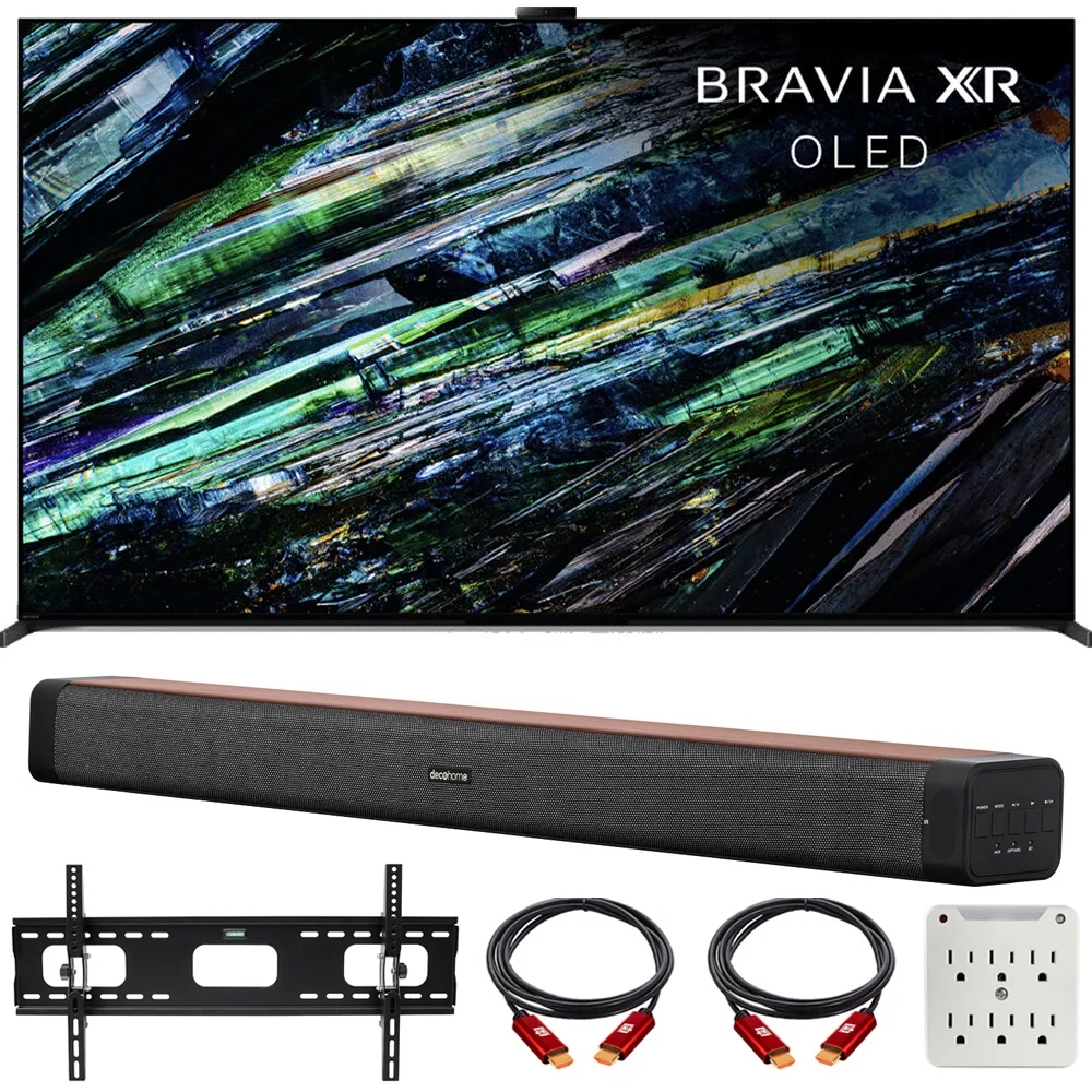 Sony XR55A95L BRAVIA XR A95L 55 inch QD-OLED 4K HDR Smart TV with Google TV (2023) Bundle with Deco Gear 60W 2.0 Channel Soundbar, 37