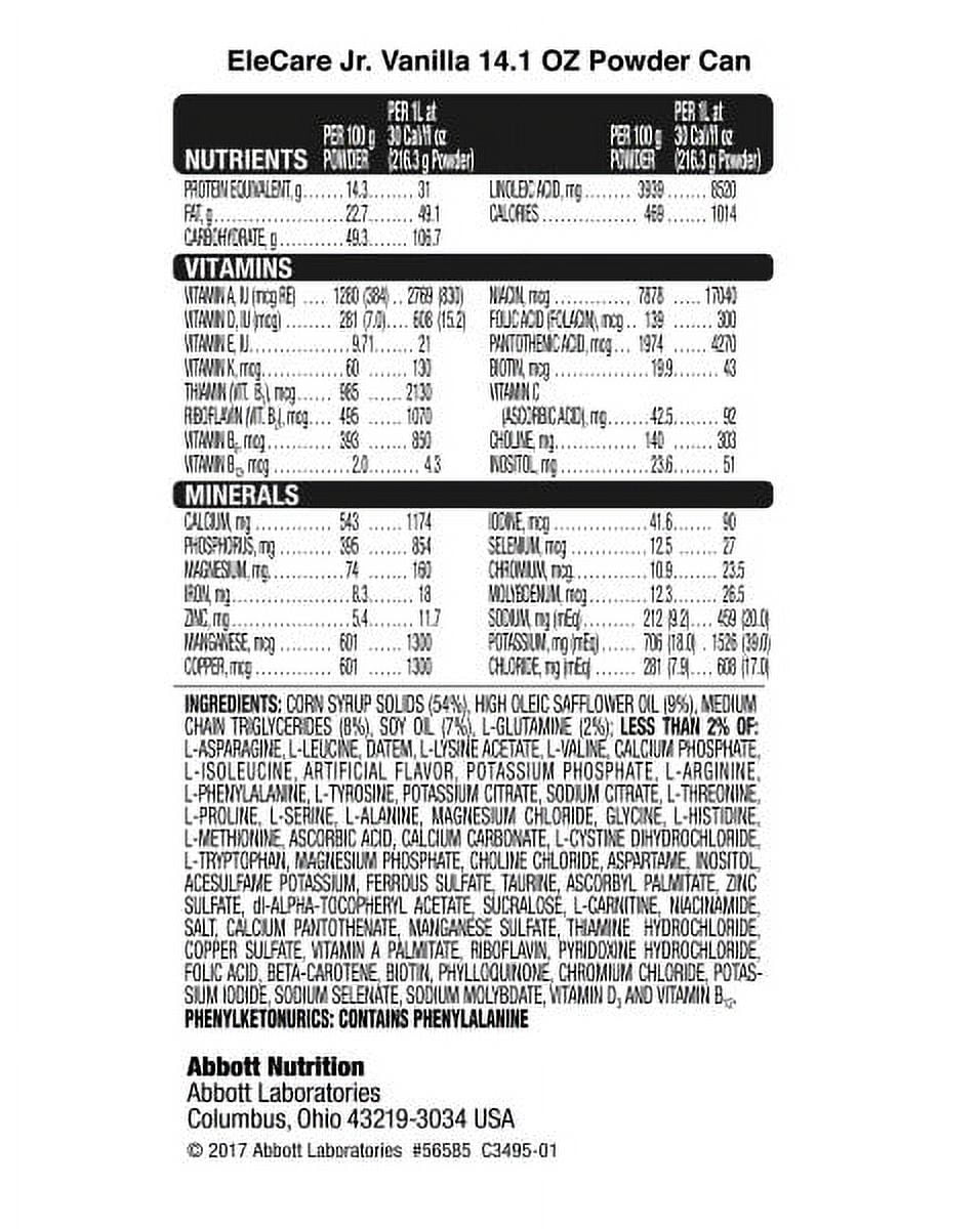 EleCare Jr Nutrition Powder, 14.1-oz Can, Pack of 6