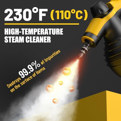 Pressurized Handheld Steam Cleaner with 10pcs Accessories & Safety Lock, Multi-Purpose & Powerful Portable Steamer for Cleaning, Home Use, Car, Bathroom, Shower, Upholstery, Grout, Window, Grease
