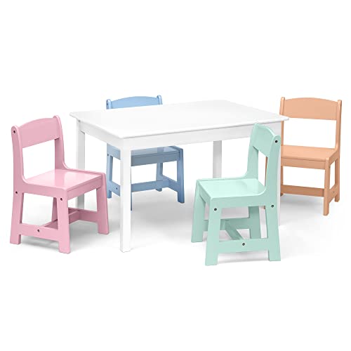 Delta Children Mysize Table with 4 Chairs, Bianca White/Primary