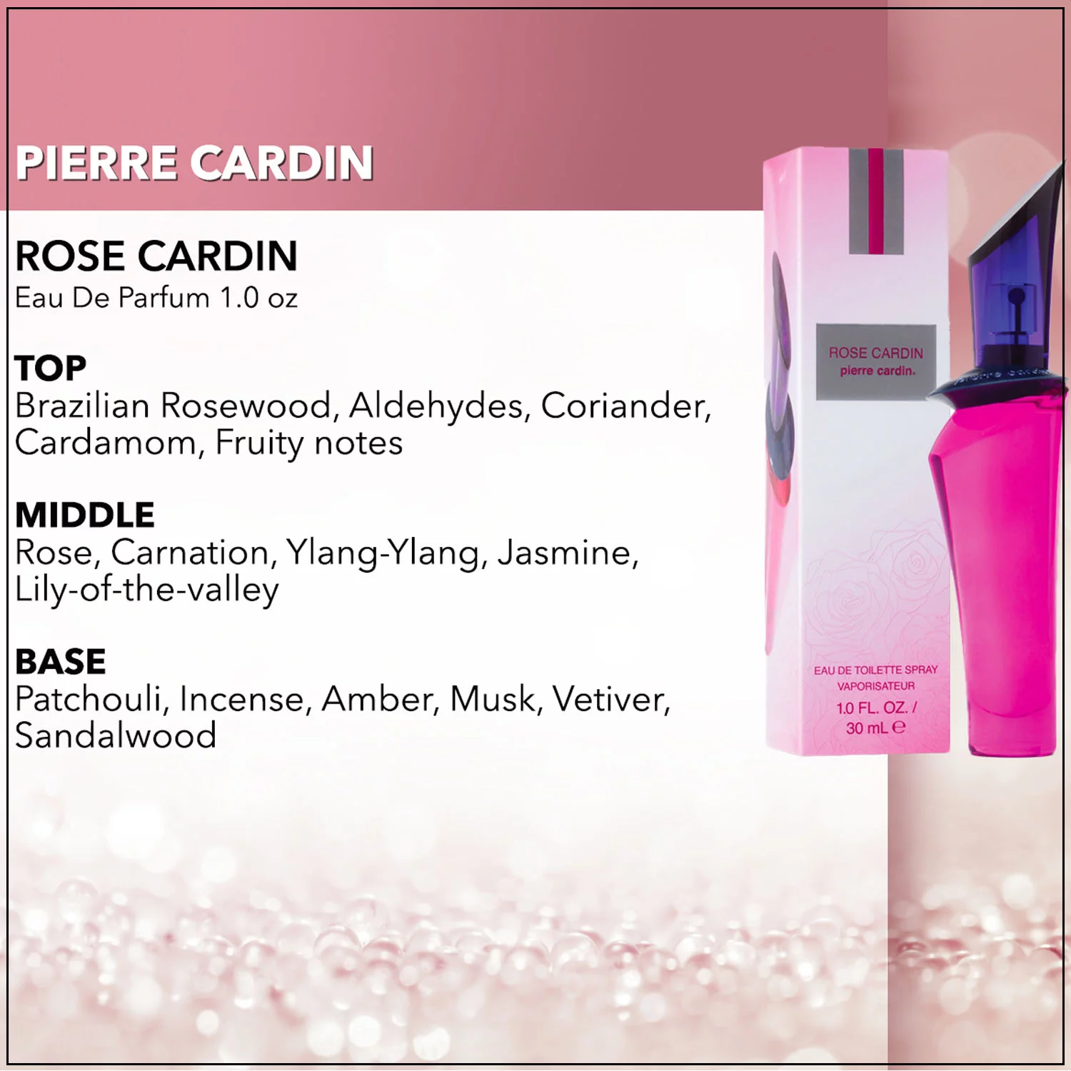 Pierre Cardin ROSE CARDIN Eau De Toilette Spray Perfume Fragrance 30 ml/ 1 Fl Oz
