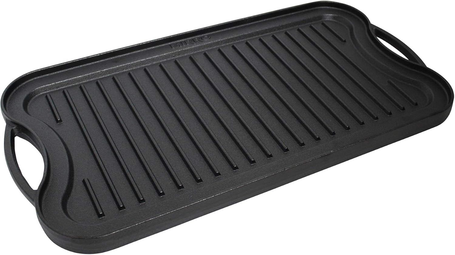 Mirro MIR-19055 Pre-Seasoned Ready to Use Cast Iron Reversible Grill/Griddle with Handles 20 Inch x 10.5 Inch, Black
