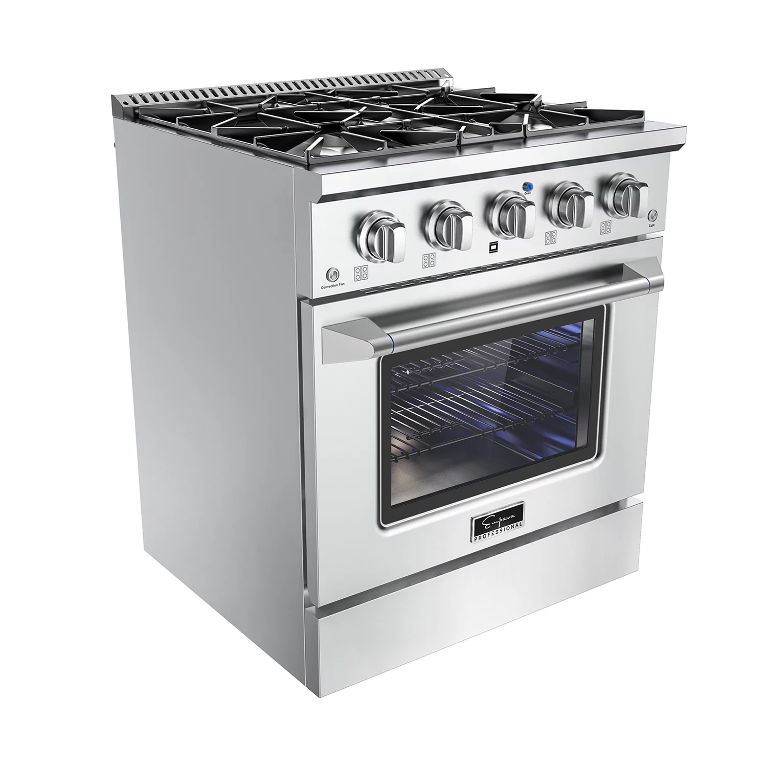 Empava 30 in. 4.2 cu. ft. Pro-Style Slide-In Single Oven Gas Range with 4 Sealed Ultra High-Low Burners - Heavy Duty Continuous Grates in Stainless Steel
