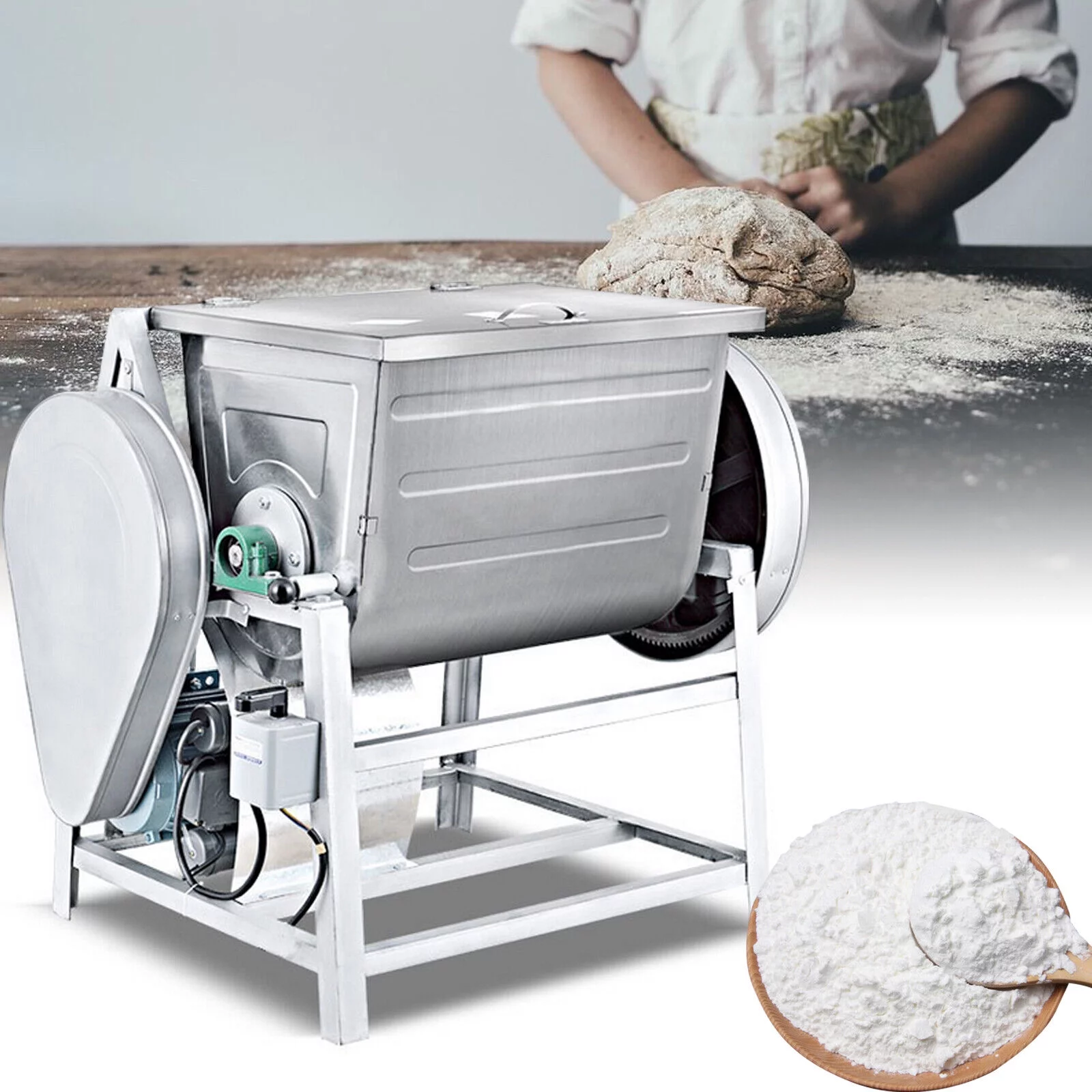 Wuzstar Electric Spiral Dough Mixer Commercial 2 Speed 30QT Dough Kneading Machine Kitchen Food Equipment 110V Dough Food Mixer