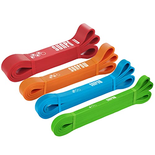 SUNPOW Pull Up Assistance Bands - Set of 5 Resistance Heavy Duty Workout Exercise Stretch Fitness Bands Assist Set for Body, Instruction Guide and Carry Bag Included