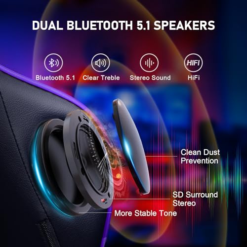 GTRACING Gaming Chair with Footrest Speakers Video Game Chair Bluetooth Music Heavy Duty Ergonomic Computer Office Desk Chair