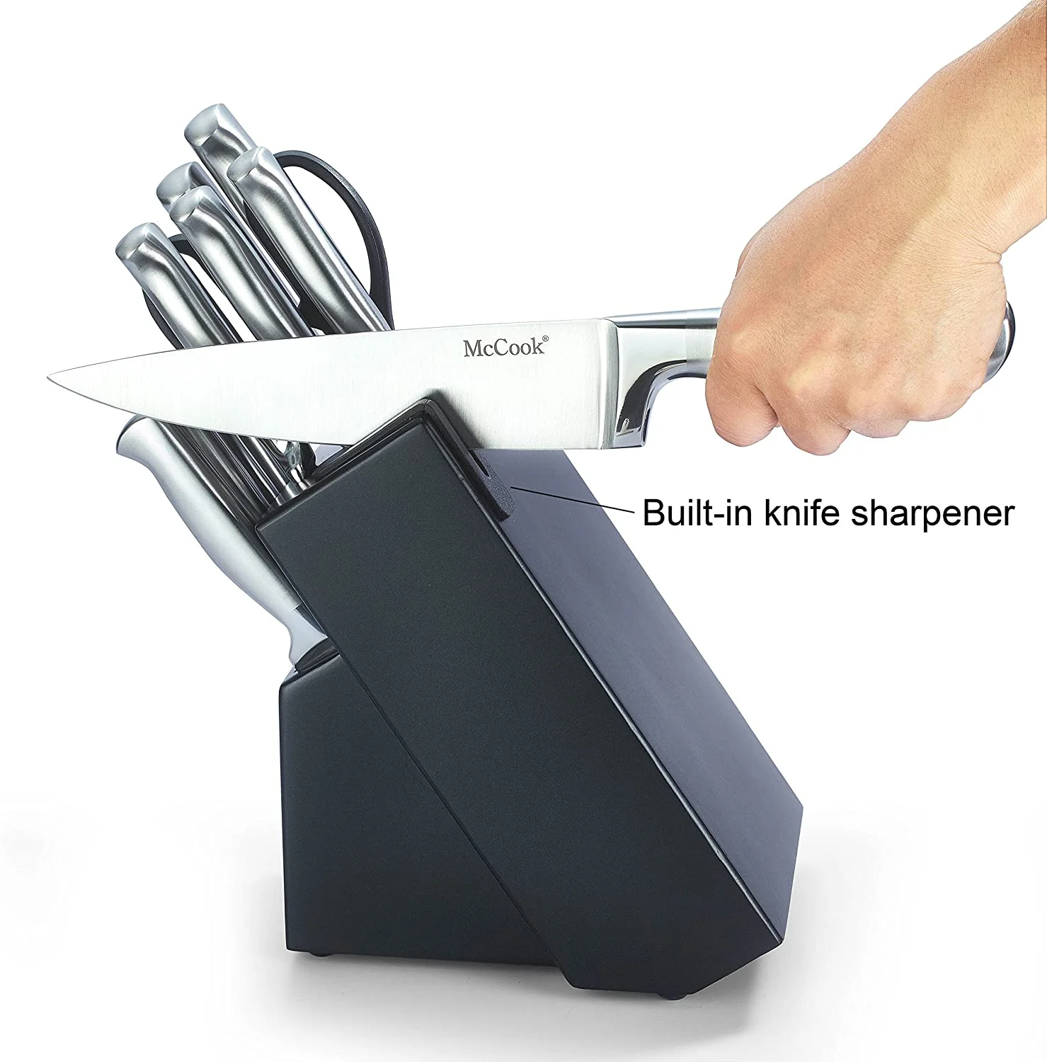 Mccook Mc21 15 Pieces Kitchen Knife Sets With Block Cutlery Knife Block Set Built-In Sharpener
