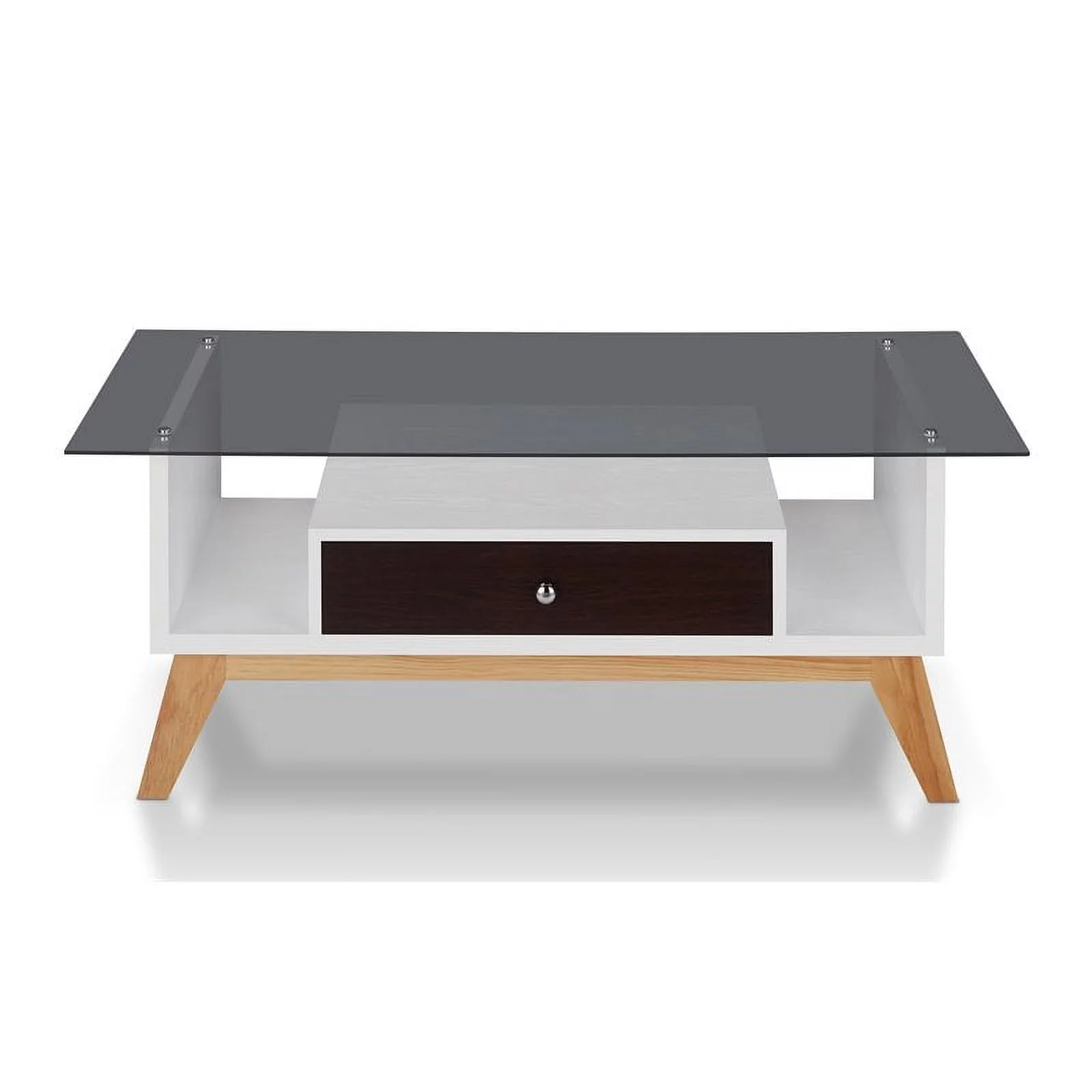 Furniture of America Lana Mid-Century Glass Top Coffee Table in Espresso