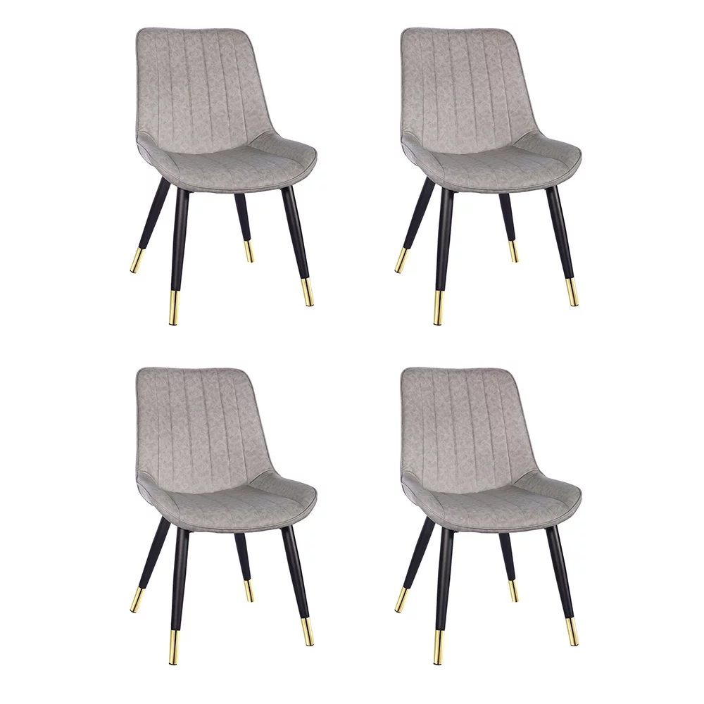 GIA Design Group Furniture Retro Gray Upholstered Leather Dining Chairs , Set of 4