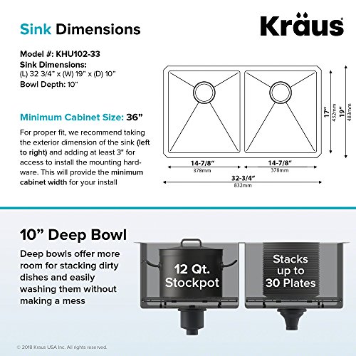 KRAUS Standart Pro 32 Inch 18-Gauge Stainless Steel Scullery Sink, 24 Gallon Freestanding Commercial Style Single Bowl Laundry & Utility Sink, KHS230-32