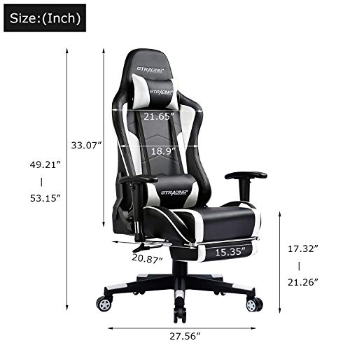 GTRACING Gaming Chair with Footrest Speakers Video Game Chair Bluetooth Music Heavy Duty Ergonomic Computer Office Desk Chair