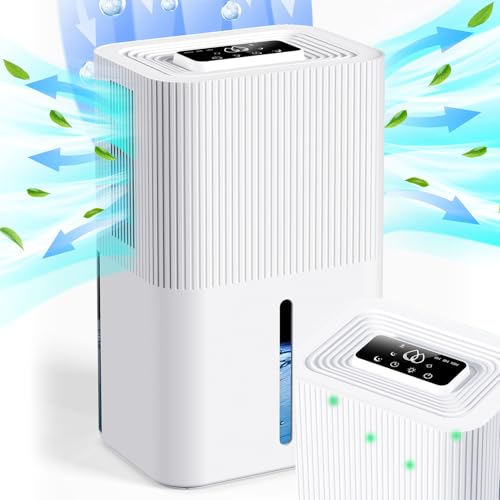 Portable Home Dehumidifier for Basements|91 OZ Tank|900 sq.ft Coverage|Quiet Smart Design with Auto Shut-Off White