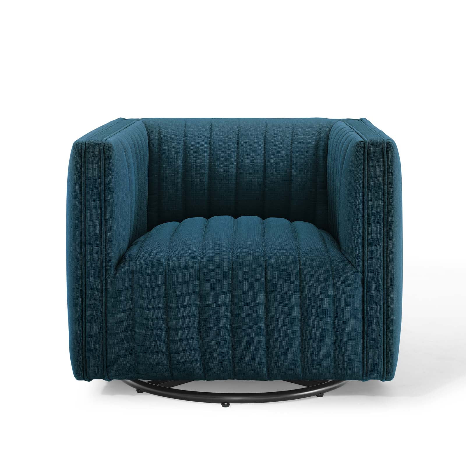 Modway Conjure Tufted Swivel Upholstered Armchair in Azure