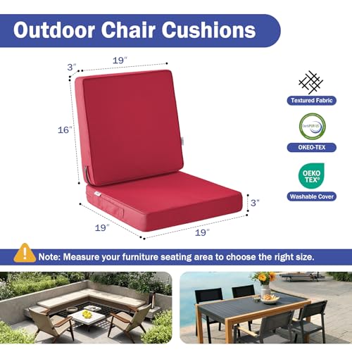 Outdoor Deep Seat Cushion Set 24 x 24 x 4 Inch, Outdoor Chair Cushions for Patio Furniture, Waterproof & Fade Resistant Patio Chair Cushion with Removable Cover for Chair Sofa Couch, Navy Blue