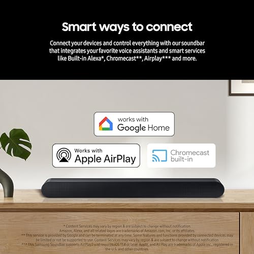 SAMSUNG HW-S50B/ZA 3.0ch All-in-One Soundbar w/Dolby 5.1, DTS Virtual:X, Q Symphony, Built in Center Speaker, Adaptive Sound Lite, Bluetooth Multi Connection, 2022 Black