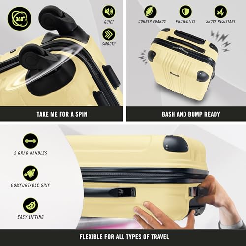 Kenneth Cole REACTION Out of Bounds Lightweight Hardshell 4-Wheel Spinner Luggage, Cobalt Blue, 20-Inch Carry On