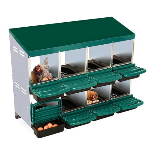 Chicken Nesting Box, 10 Hole 2 Layer Hen Nest Box with Legs, Roll Away Eggs Laying Boxes,Cleanable Pull Out Hen Roosting Boxes