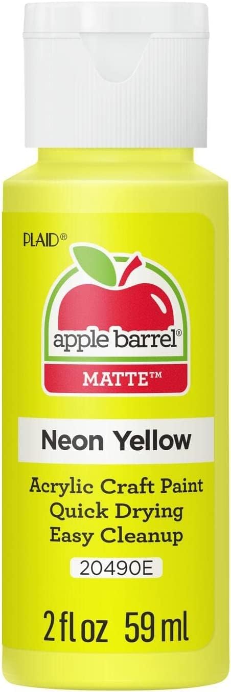 Apple Barrel Acrylic Paint in Assorted Colors (2 oz), 20490, Neon Yellow