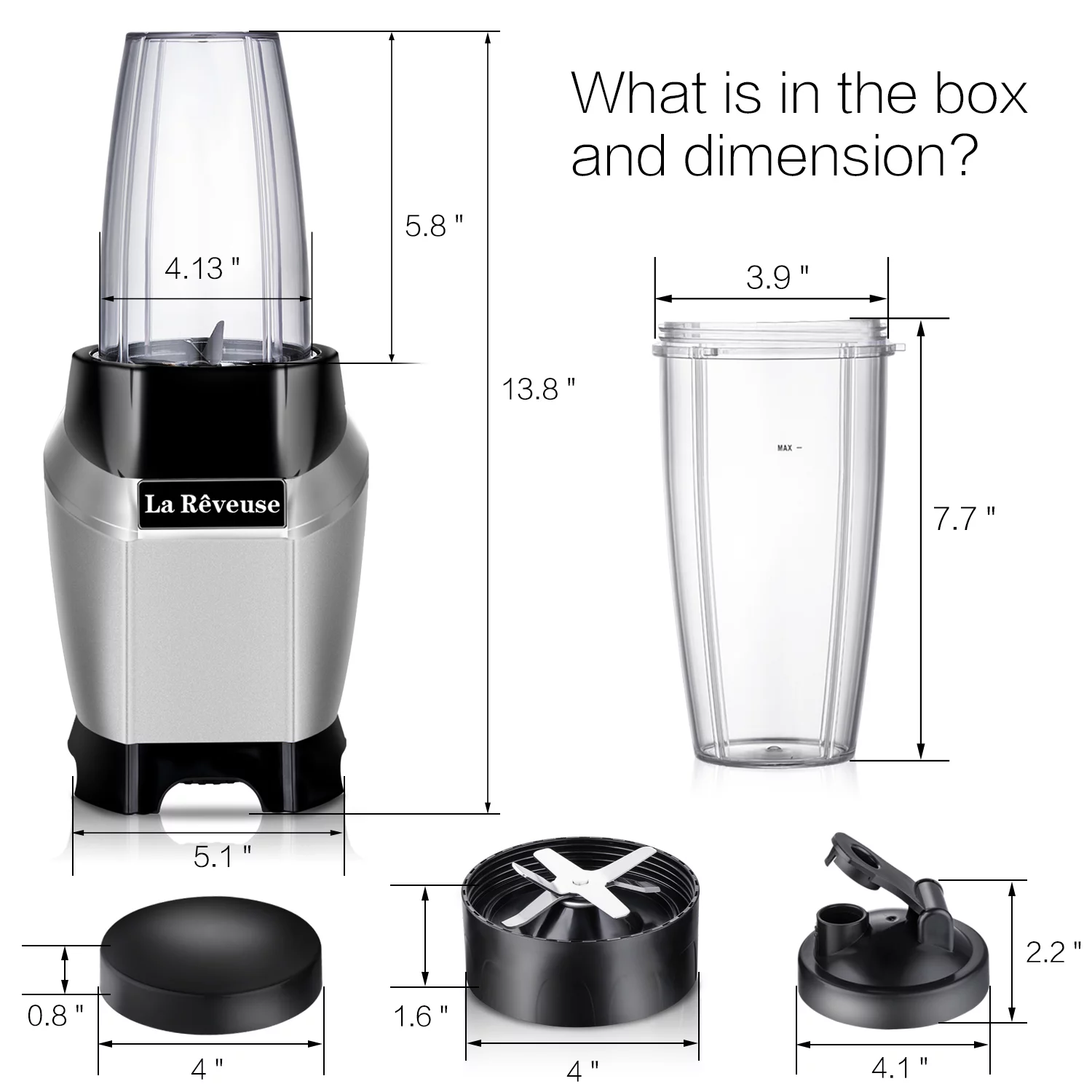 La Reveuse Smoothie and Shakes Countertop Blender 600 Watts with 20 oz Travel Bottle (1 Bottle)