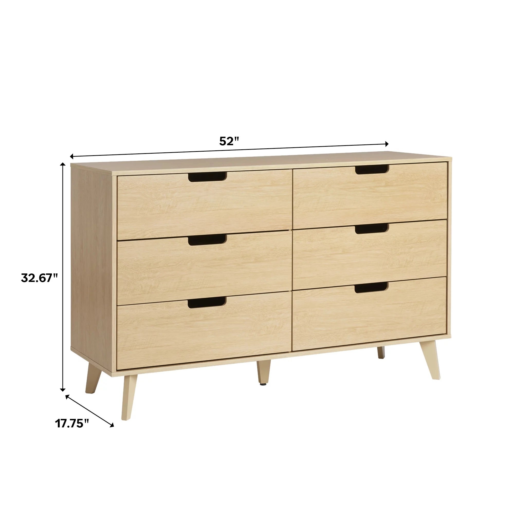 Walker Edison Modern 6-Drawer Dresser with Cut-Out Handles, Riviera