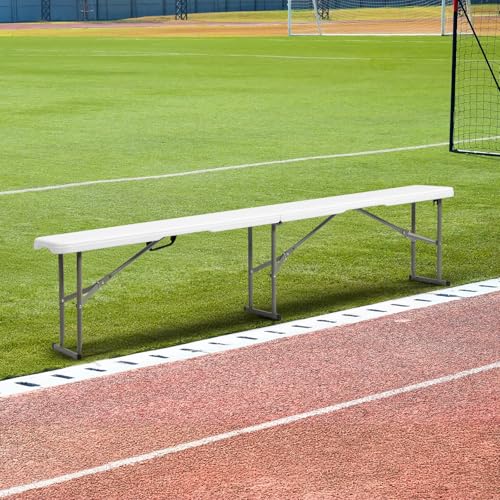 Outvita 6ft Folding Portable Bench, Waterproof Foldable Plastic Bench Seat, Light-Weight Seat for Indoor, Outdoor, Picnic, Party, Camping, White