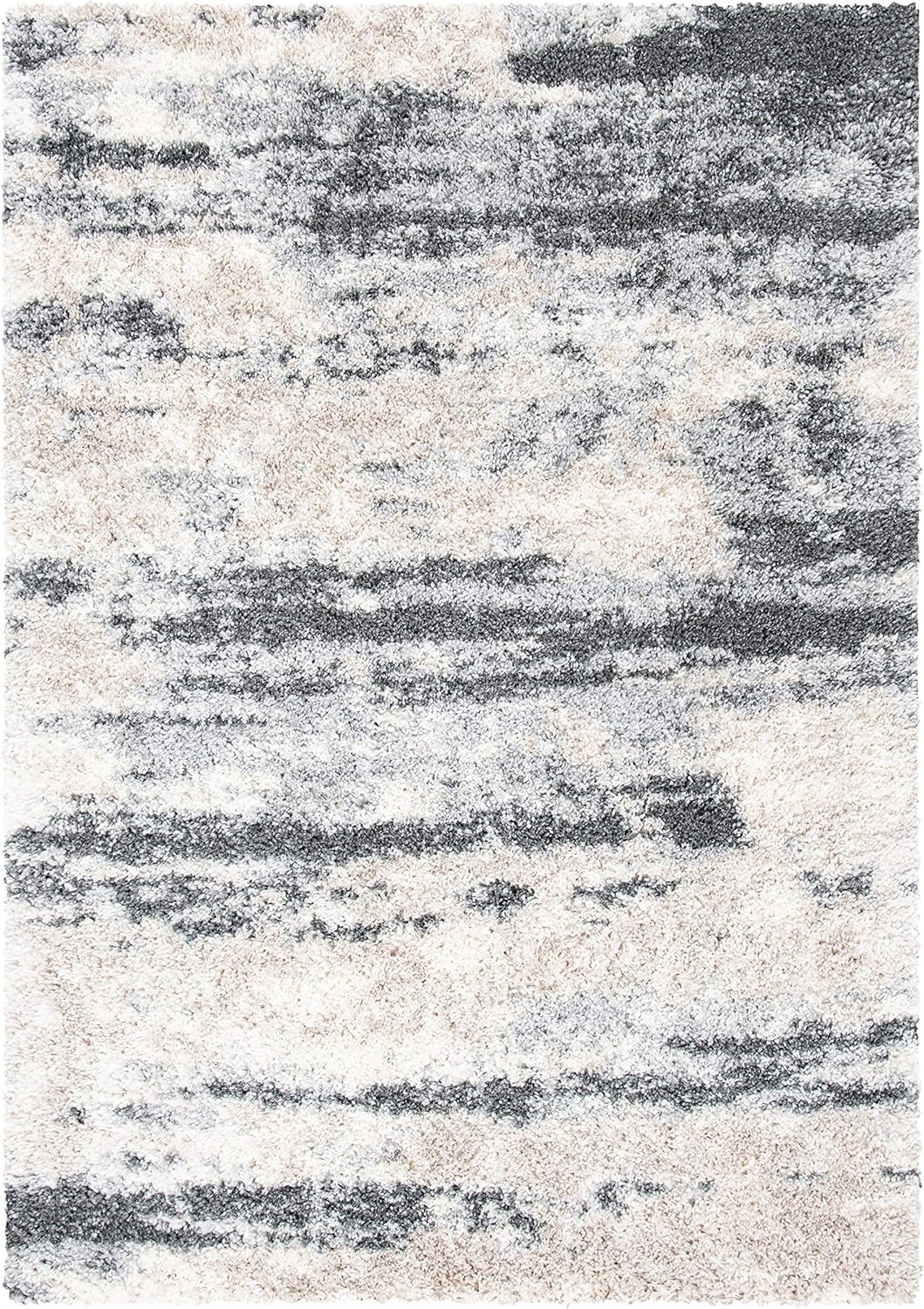 SAFAVIEH Fontana Shag Collection Area Rug - 8' x 10', Grey & Ivory, Modern Design, Non-Shedding & Easy Care, 2-inch Thick Ideal for High Traffic Areas in Living Room, Bedroom (FNT853G)