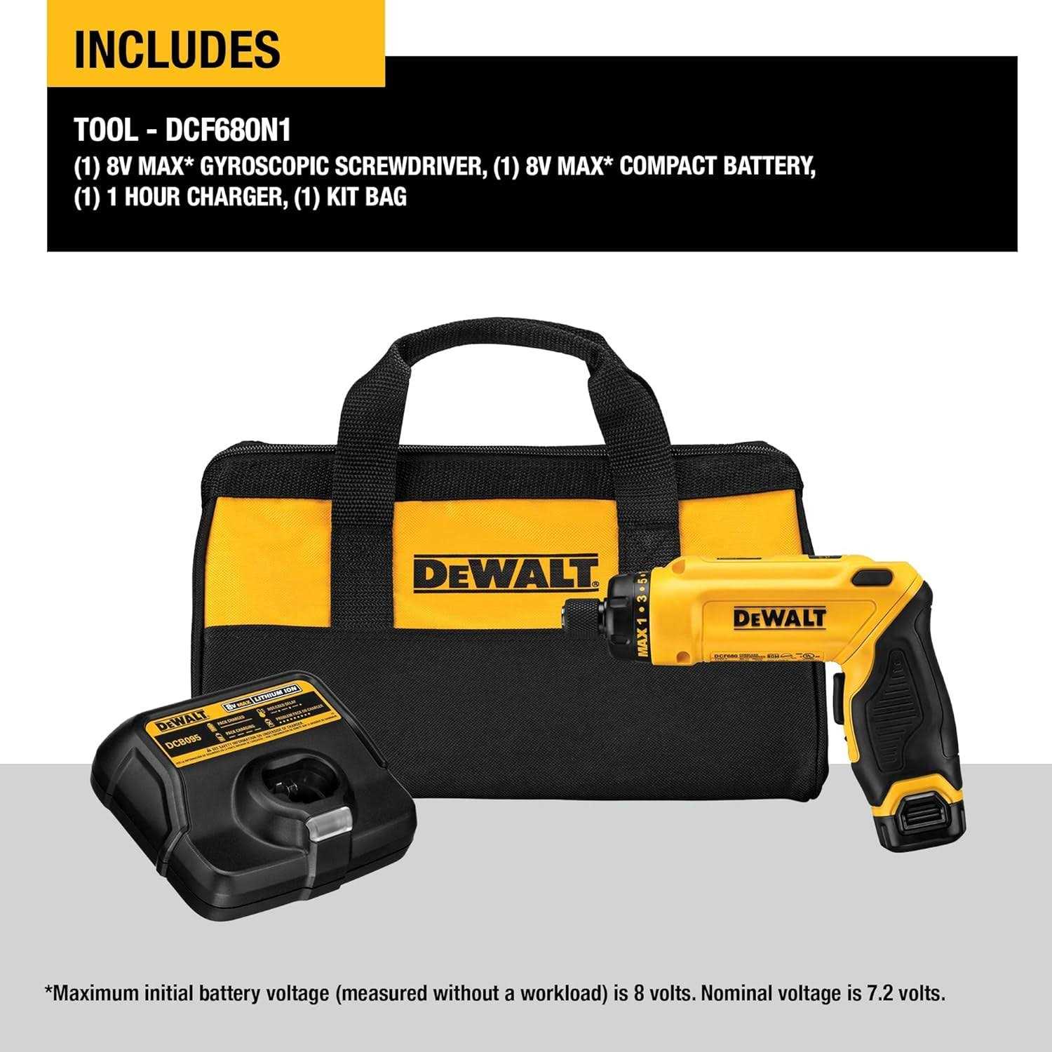 DeWalt 8V MAX Gyroscopic Cordless Screwdriver 1-Battery Kit