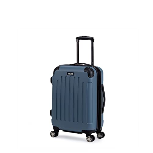 Kenneth Cole REACTION Renegade Luggage Expandable 8-Wheel Spinner Lightweight Hardside Suitcase, Navy Blue, 20-Inch Carry On