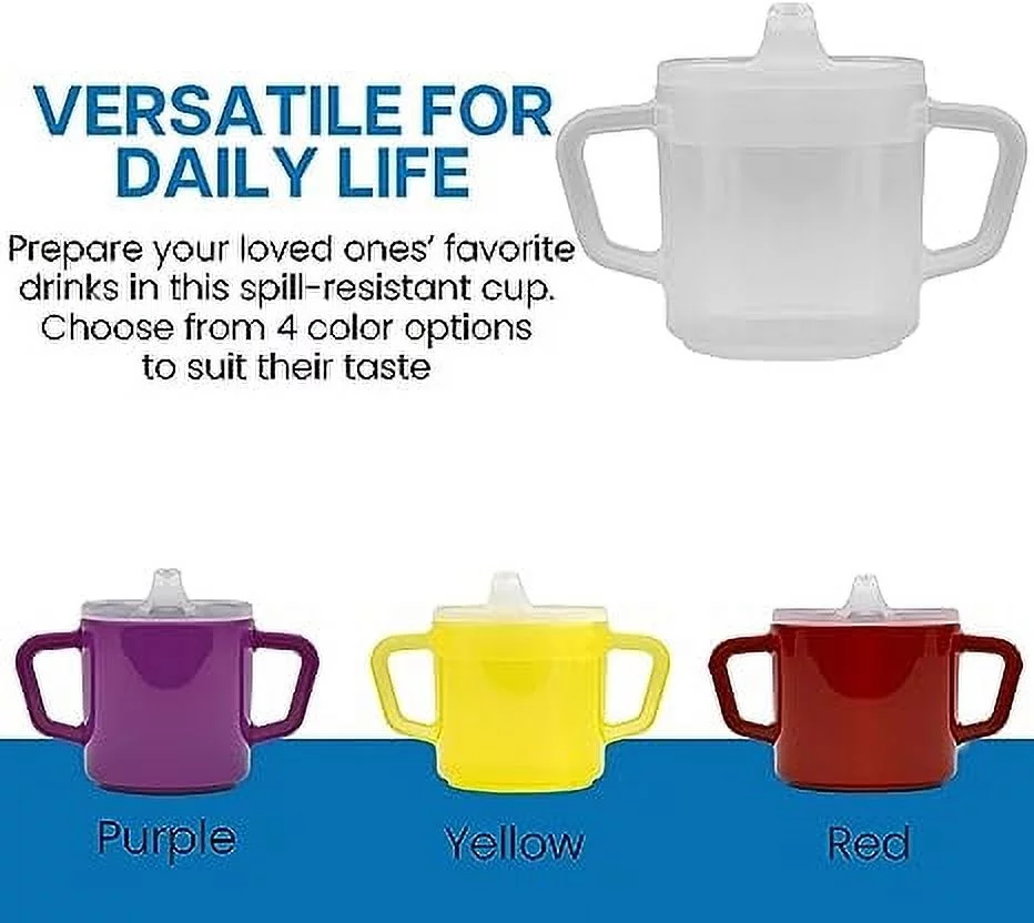 Providence Spillproof Compact 8 oz Adult Sippy Cup w/ 2 Handles, Red / Each