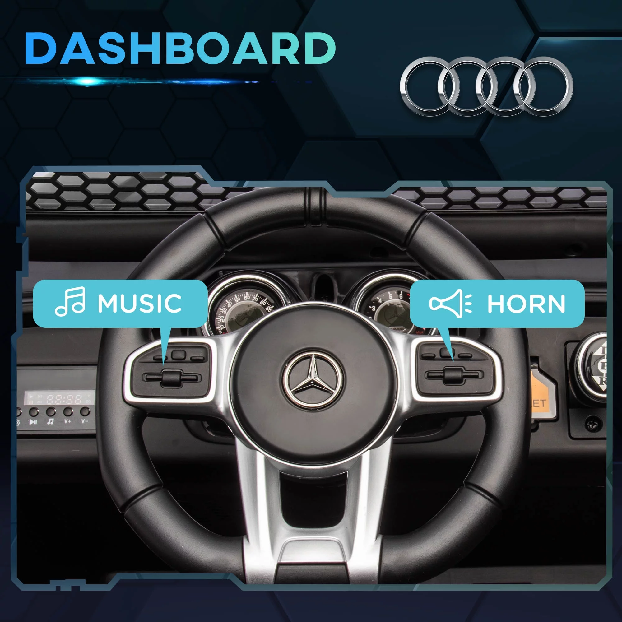 Aosom 12V Battery Powered Licensed Mercedes-Benz Ride on Truck, Black