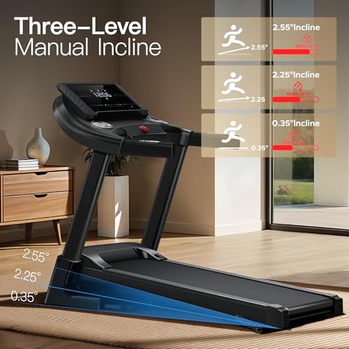 CURSOR FITNESS Home Folding Treadmill with Pulse Sensor, 2.5 HP Quiet Brushless, 7.5 MPH, 265 LBS Capacity