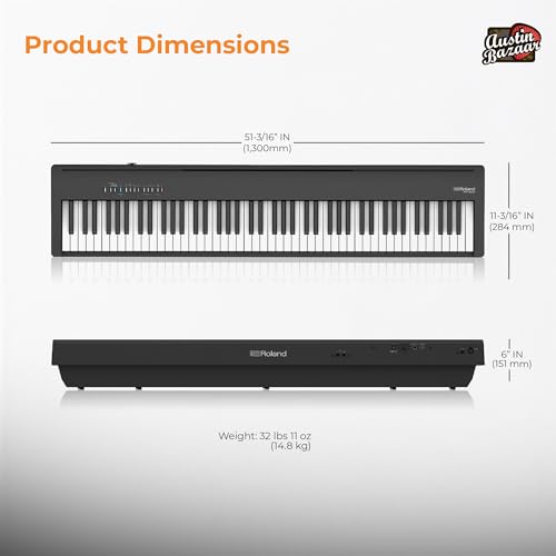 Roland FP-30X 88-Key Digital Piano - Black Bundle with Adjustable Stand, Bench, Sustain Pedal, Online Piano Lessons, Instructional DVD, and Austin Bazaar Polishing Cloth