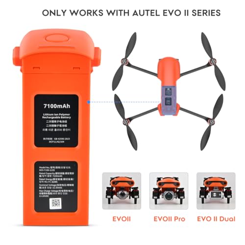 Autel Robotics EVO II Intelligent Battery, 2025 EVO II Battery Fit EVO 2 EVO 2 Pro EVO 2 Enterprise RTK Dual 640T Drones (V2 & V3), 7100mAh 11.55V, Original Smart Battery