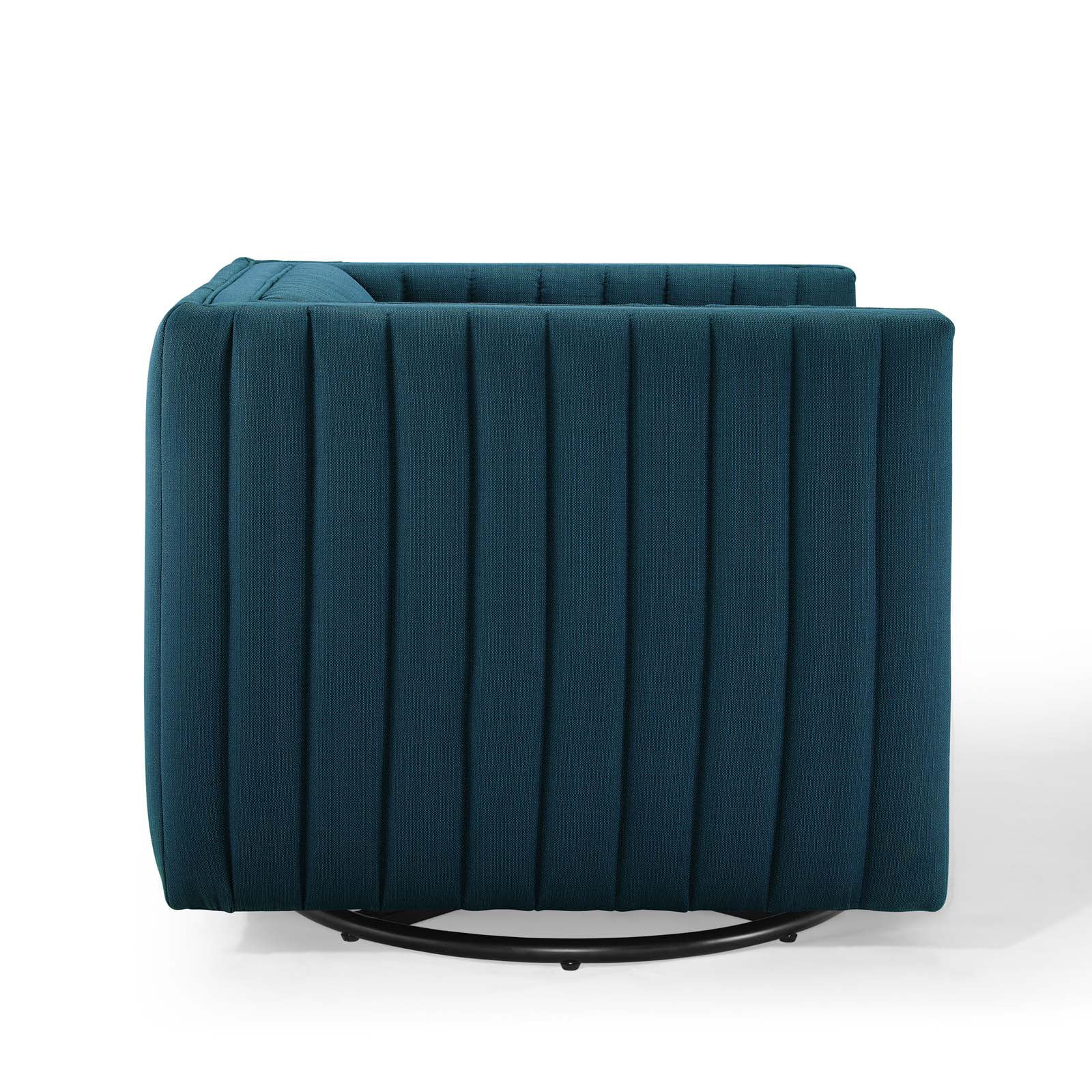 Modway Conjure Tufted Swivel Upholstered Armchair in Azure