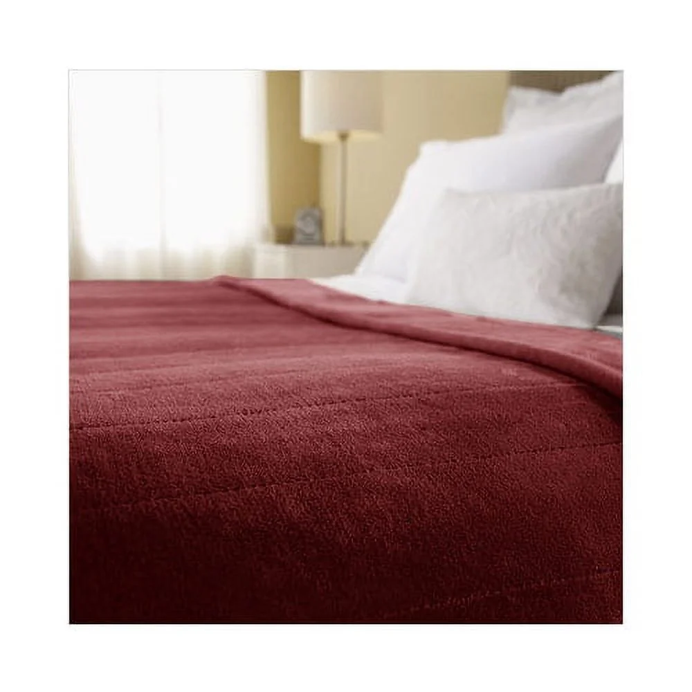 Sunbeam Channeled MicroPlush Electric Heated Blanket King Garnet