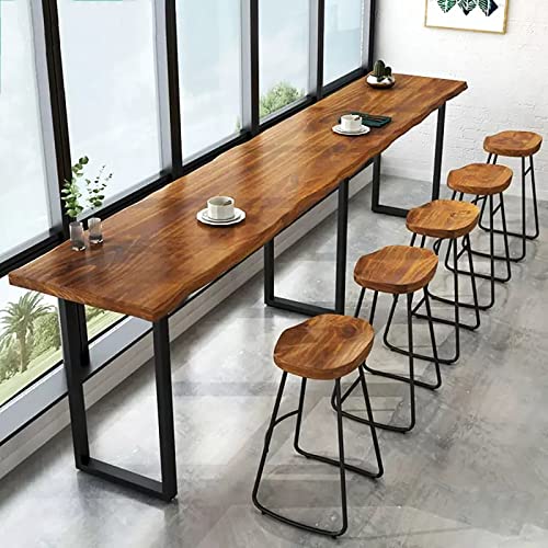 Industrial Bar Table,Solid Wood Bar Height Table Creative Live Edge Dining Table,Long Bar Table Rustic Tall Counter Height Table,Rectangular Narrow Bar Table(86.6