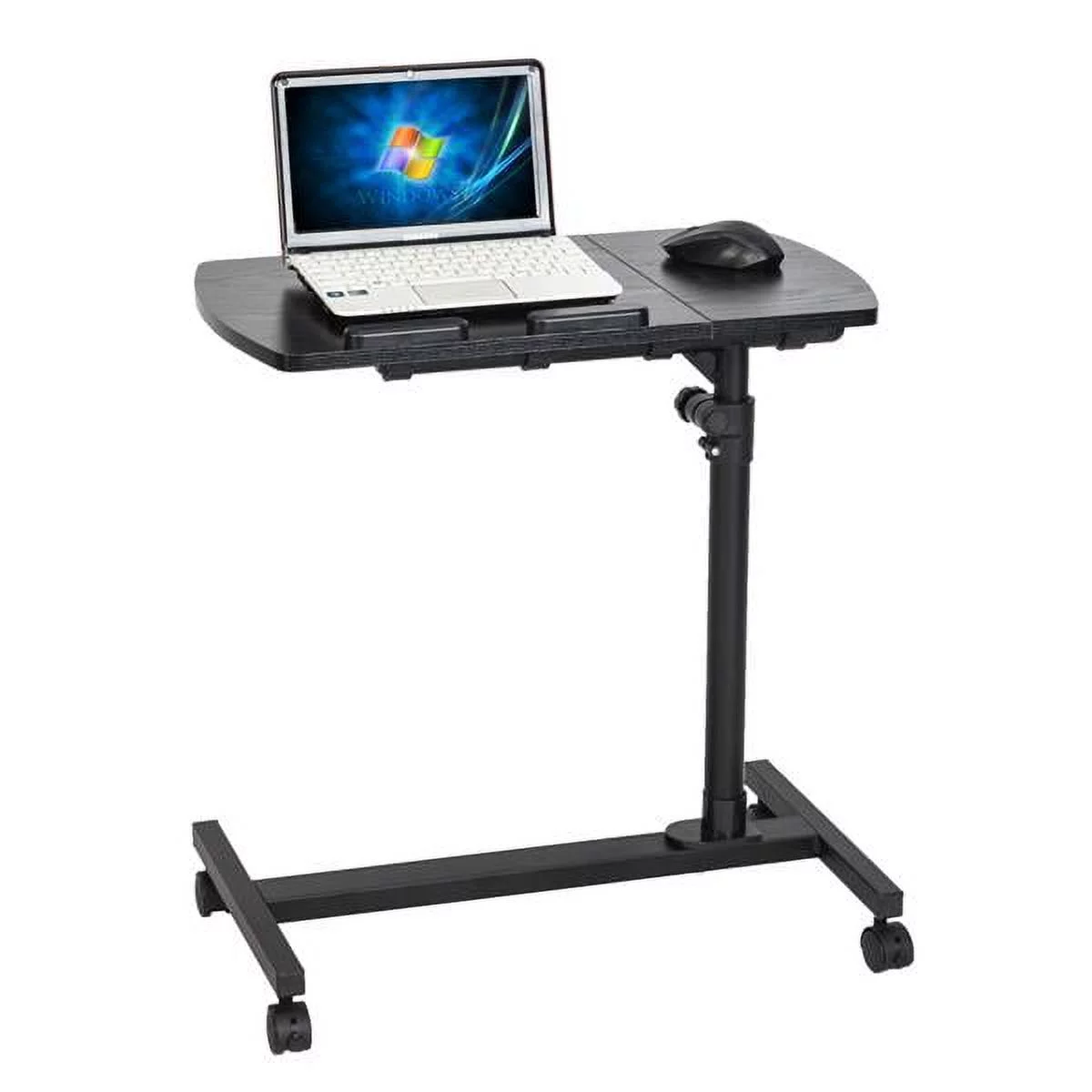 Mobile Small Stading Desk, ZPL Portable Rolling Laptop Desk, Computer Workstations, Adjustable Height, Black