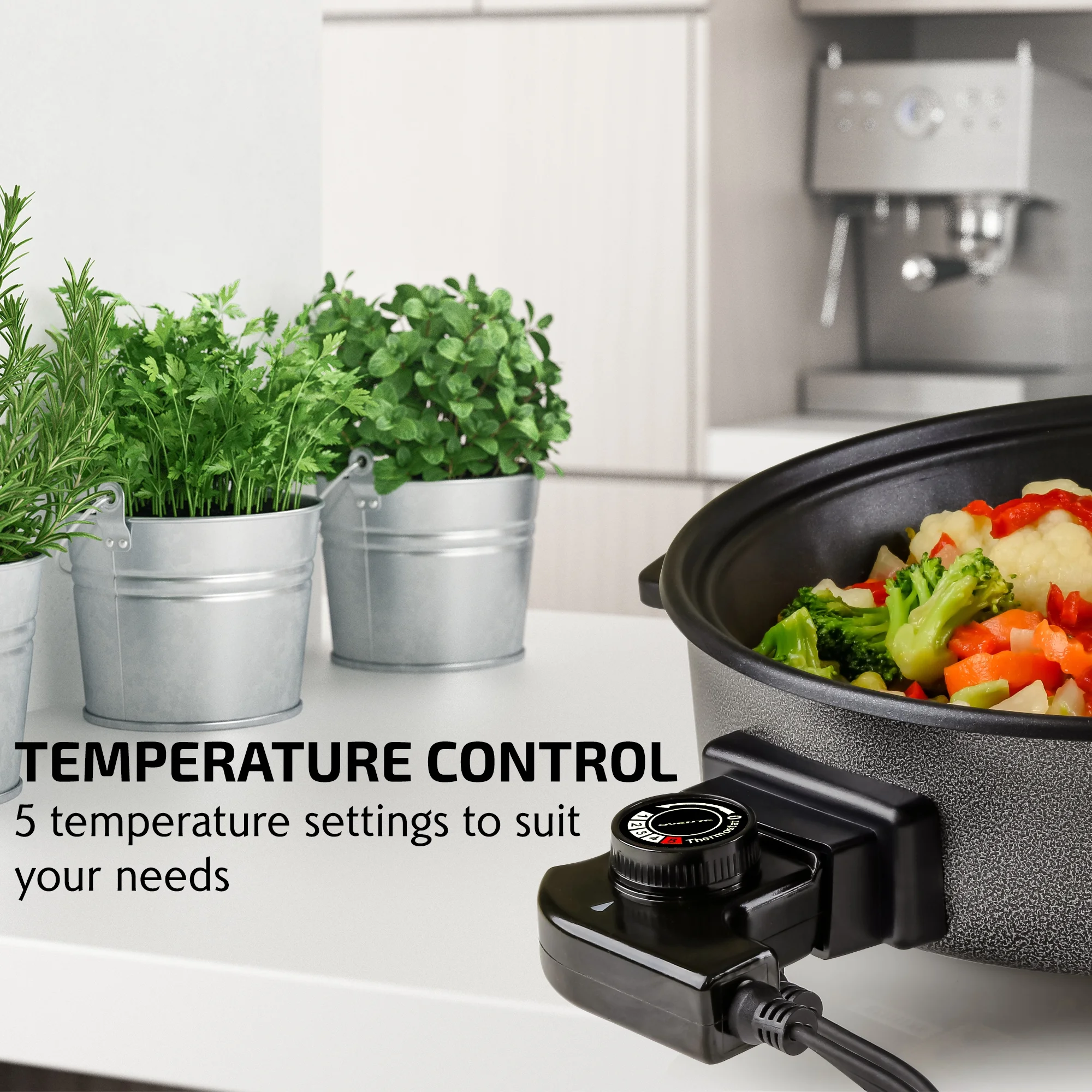 OVENTE Electric Skillet and Frying Pan, 12