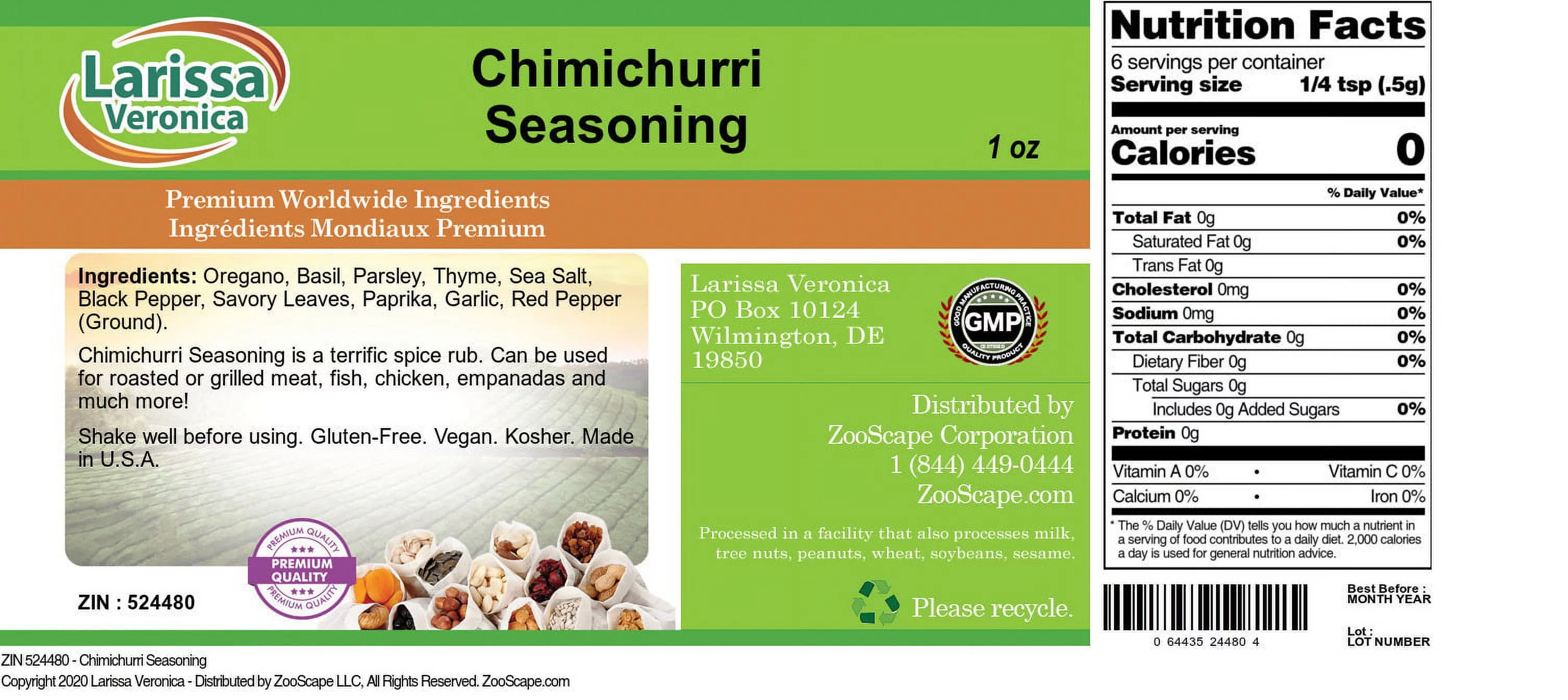 Larissa Veronica Chimichurri Seasoning, (1 oz, 3-Pack, Zin: 524480)