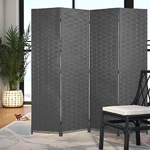 Wood Mesh Woven Design 4 Panel Folding Wooden Screen Room Divider