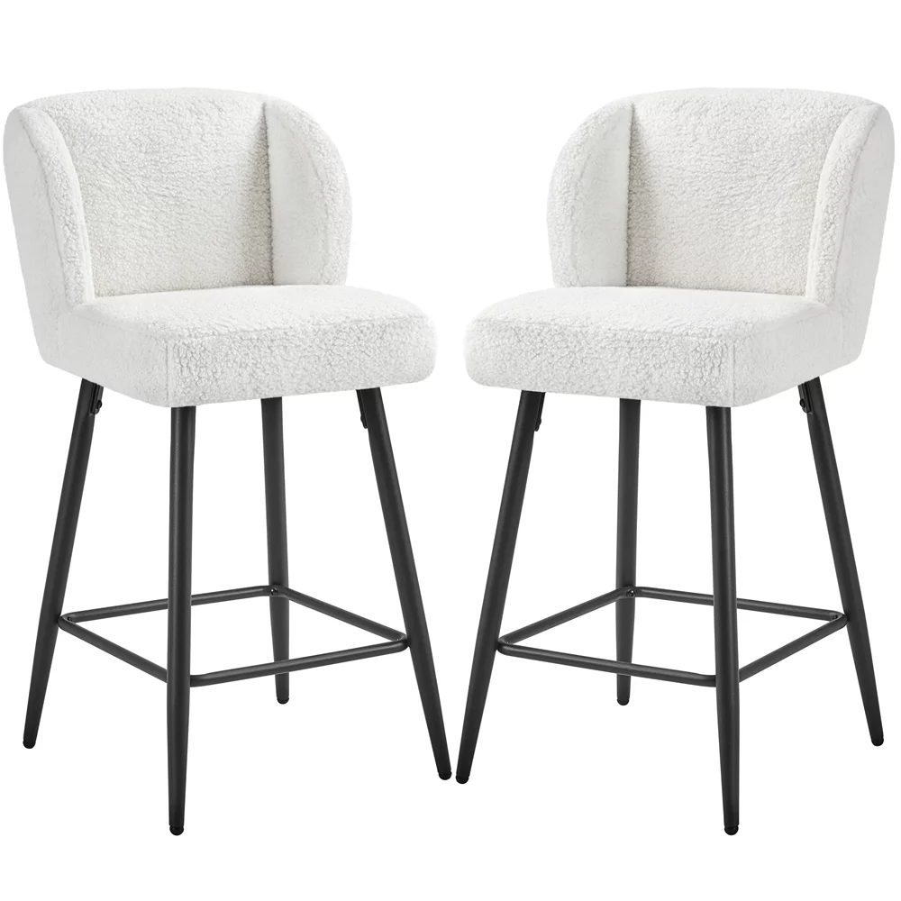 Yaheetech 26.5'' Upholstered Bar Stools, Set of 2, White