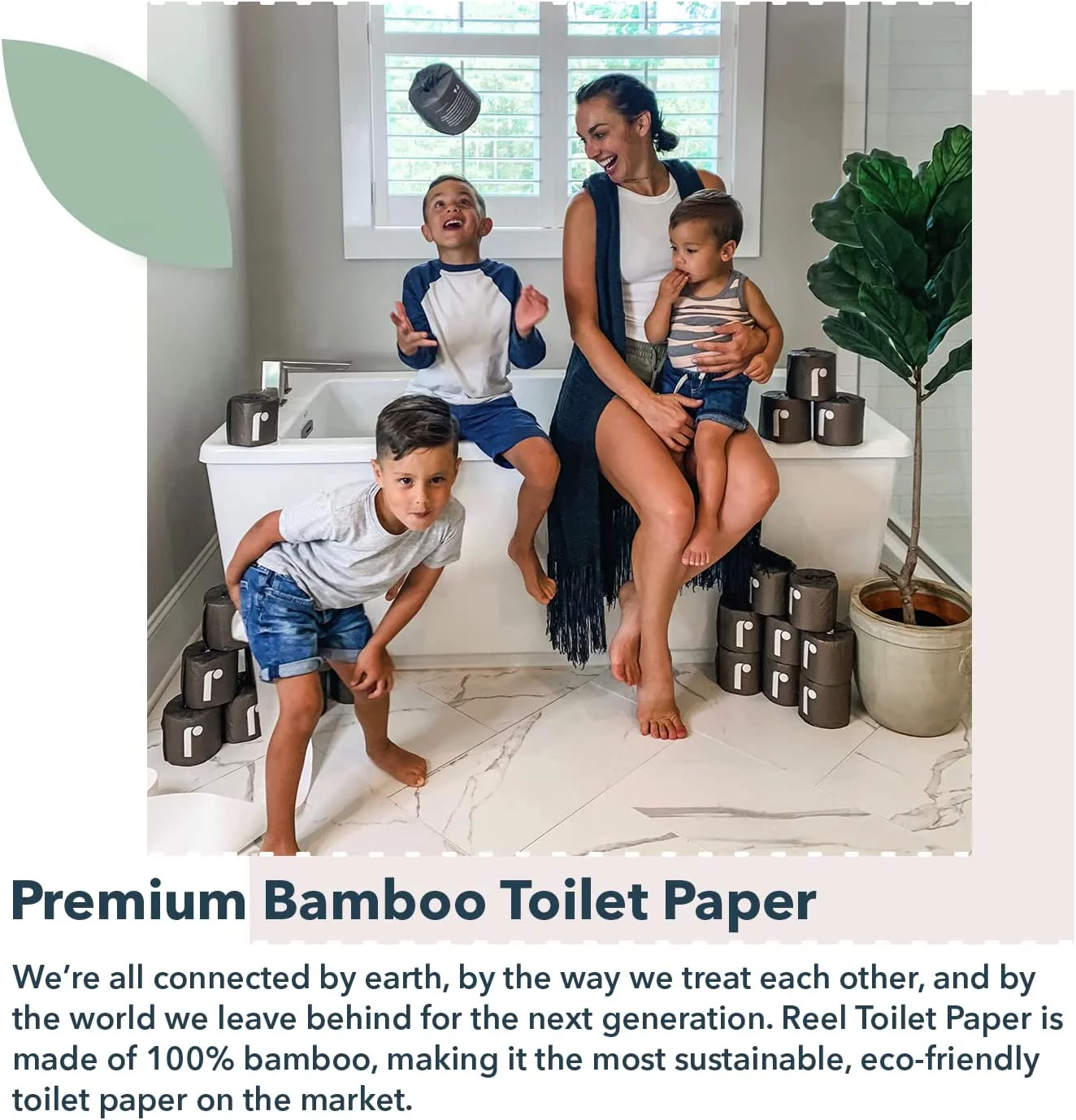 Reel Bamboo Toilet Paper, 3-Ply, Eco-Friendly, 24 Rolls, 300 Sheets Per Roll