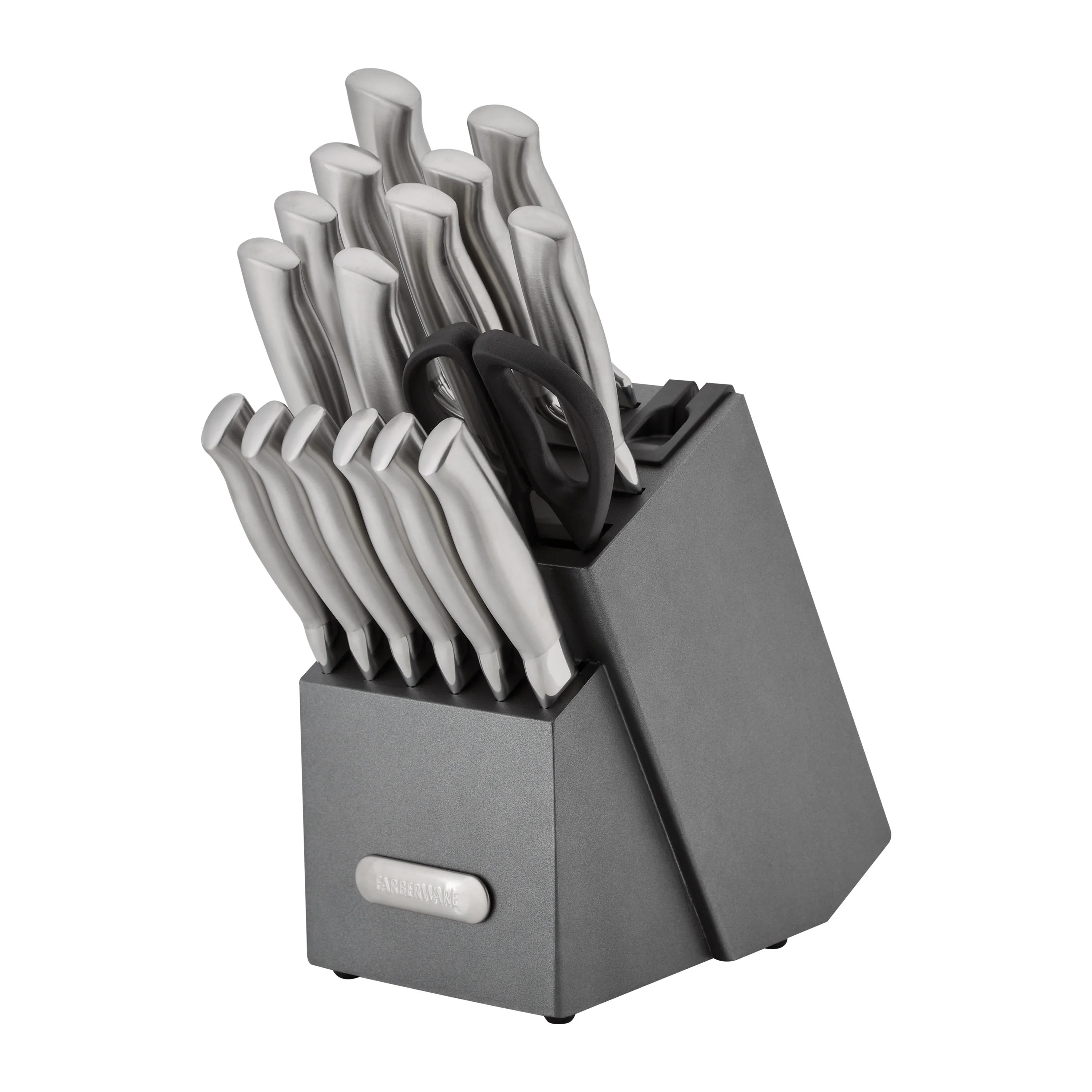 Farberware EdgeKeeper Professional 17 Piece Stainless Steel Knife Block Set Builtin Knife Sharpener
